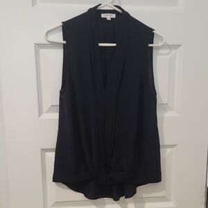 Mine Blue Sleeveless Wrap Blouse